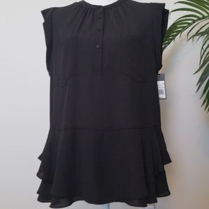 Airy Black Top with Ruffled Bottom